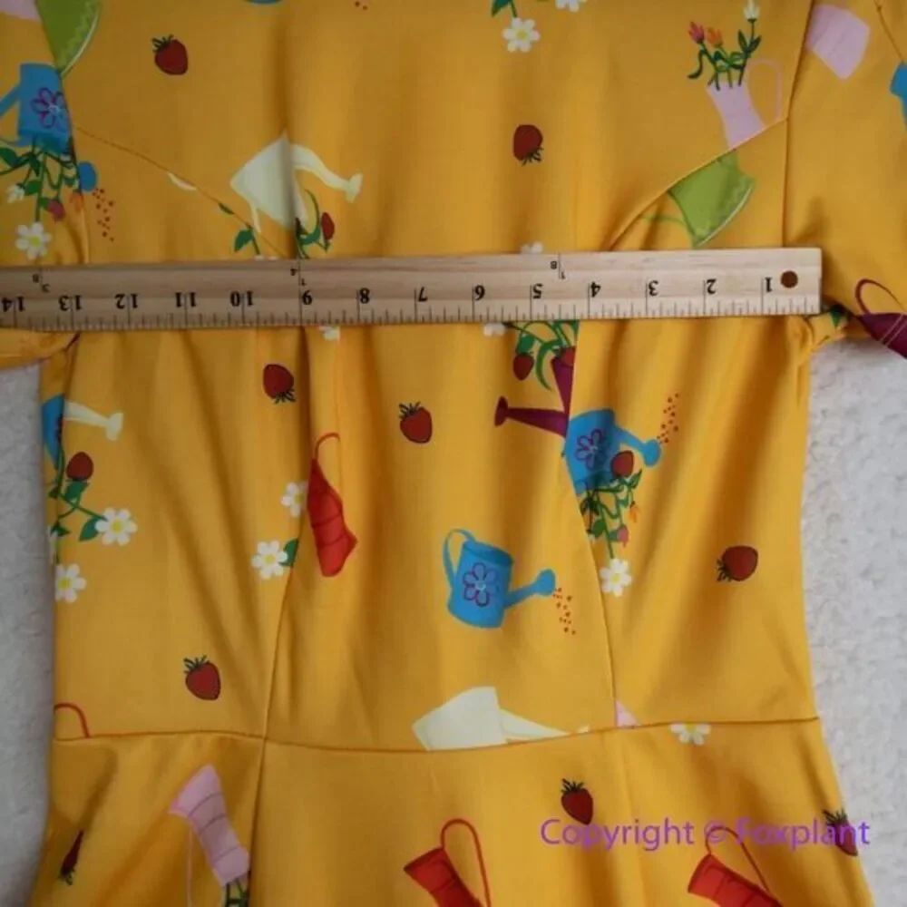 Unique Vintage Gwynnie Bee Garden‎ Party Yellow Dress, M - Picture 7 of 15